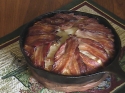 Pommes de terres au bacon , cuit dans un pelon en fonte.