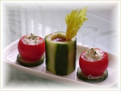 ~ Verrine De Concombre Et Petites Tomates Farcies ~