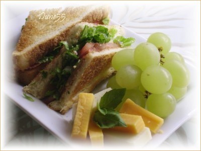 ~ Sandwich Aux Tomates, Jambon Et Salade ~