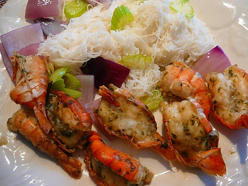 Crevettes Au Beurre  L''ail Et Fines Herbes