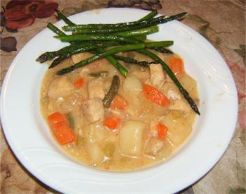 Ragot de poulet et lgumes, avec asperge sauts