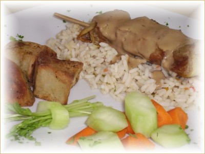 ~ Brochette de poulet sauce au poivre ~