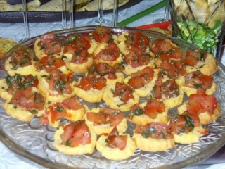 Galette de mas et fromage de chvre et bruscetta aux tomates