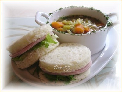 ~ Sandwich Au Jambon Et Une Bonne Soupe  L''orge Et Aux Lgumes ~