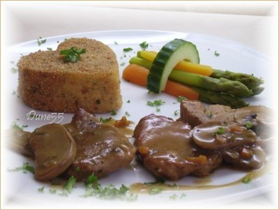 ~ Filet De Porc Sauce Demi-glace Et Bordelaise Et Champignons ~