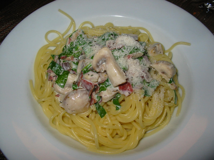 Spaghetti Au Prosciutto Et Aux Champignons