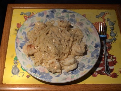 Fettucini aux crevettes, sauce aux Fruits de mer