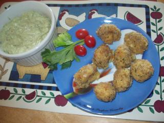 champignons panes et trempette a l'avocat