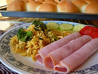 jambon et riz au brocoli