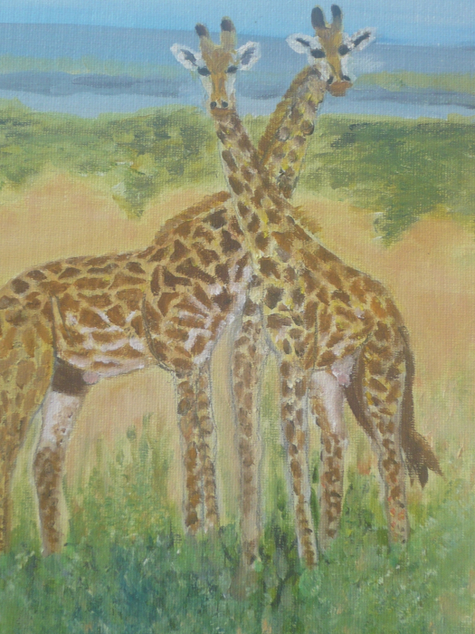 Girafes - Tableau Peint  L''acrylique