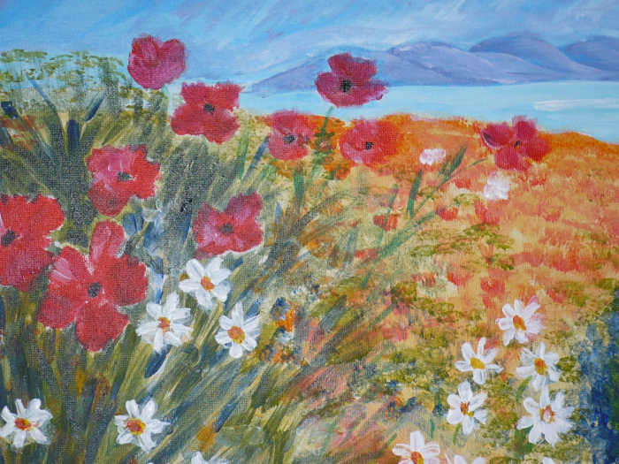 Champ De Coquelicots - Peint  L''acrylique