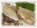 ~ Ctelette De Porc Marine Sur Patates Piles, Champignons Rtis Et Bouquet D''haricots Verts ~